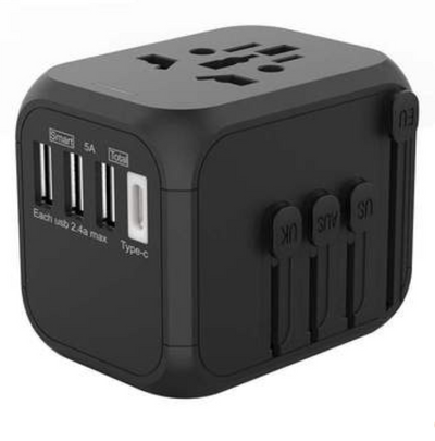 Multifunktionale Reiseadapter 3x 2,4-A-USB-Anschlüsse, 1 x 3 A Typ-C-Anschluss